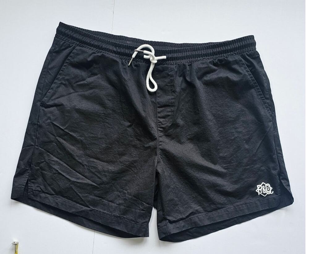 P's & Q's Shorts Mens Black Drawstring Board Swim Shorts , Sz XXL, 36 in Waist
